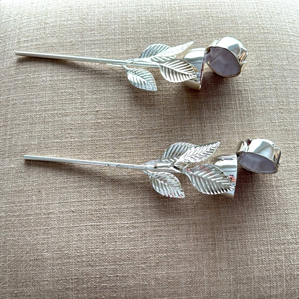 2 Silver Plated Rose Ring Boxes - image 1